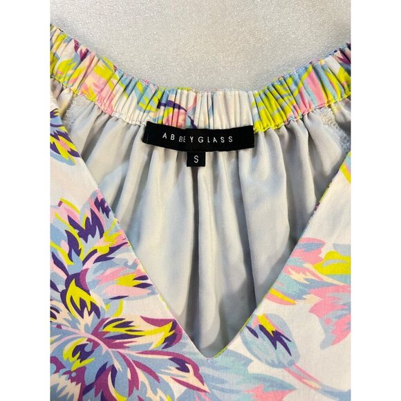 Abbey Glass Floral Print V-Neck Short Sleeve Dress With Pockets Small - Picture 4 of 5